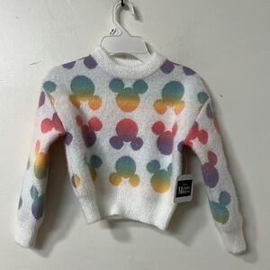 Disney White and Red Sweater with Mickey Mouse Pattern